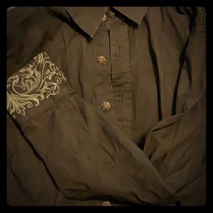 Seven diamonds black button up